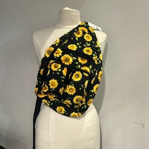 Black and Bright Yellow Sunflower Sling Body Bag NWT